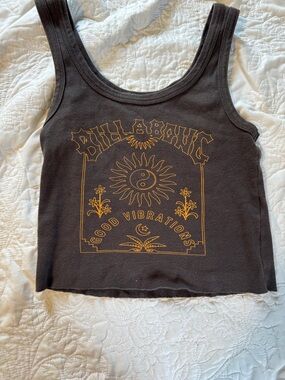 Billabong Black Crop Tank with Gold Graphic
